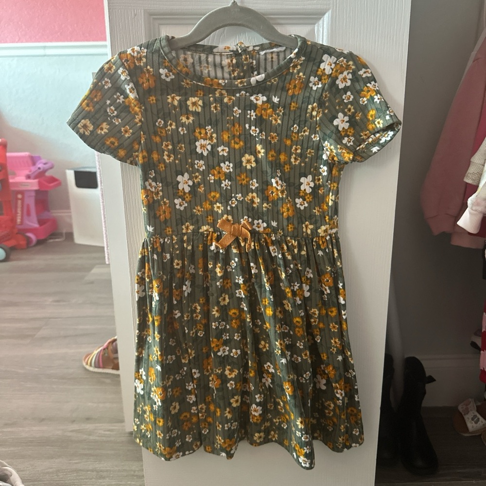 Floral Green Kids Dress
